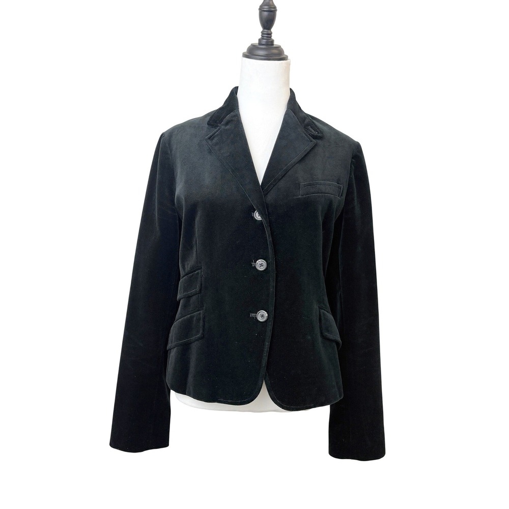 VTG Ralph Lauren 100% Cotton Velvet Blue Label Blazer Equestrian Jacket Sz 10‎